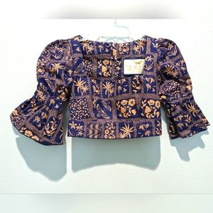 Agua by Agua Bendita Puff-Sleeve Linen Blouse